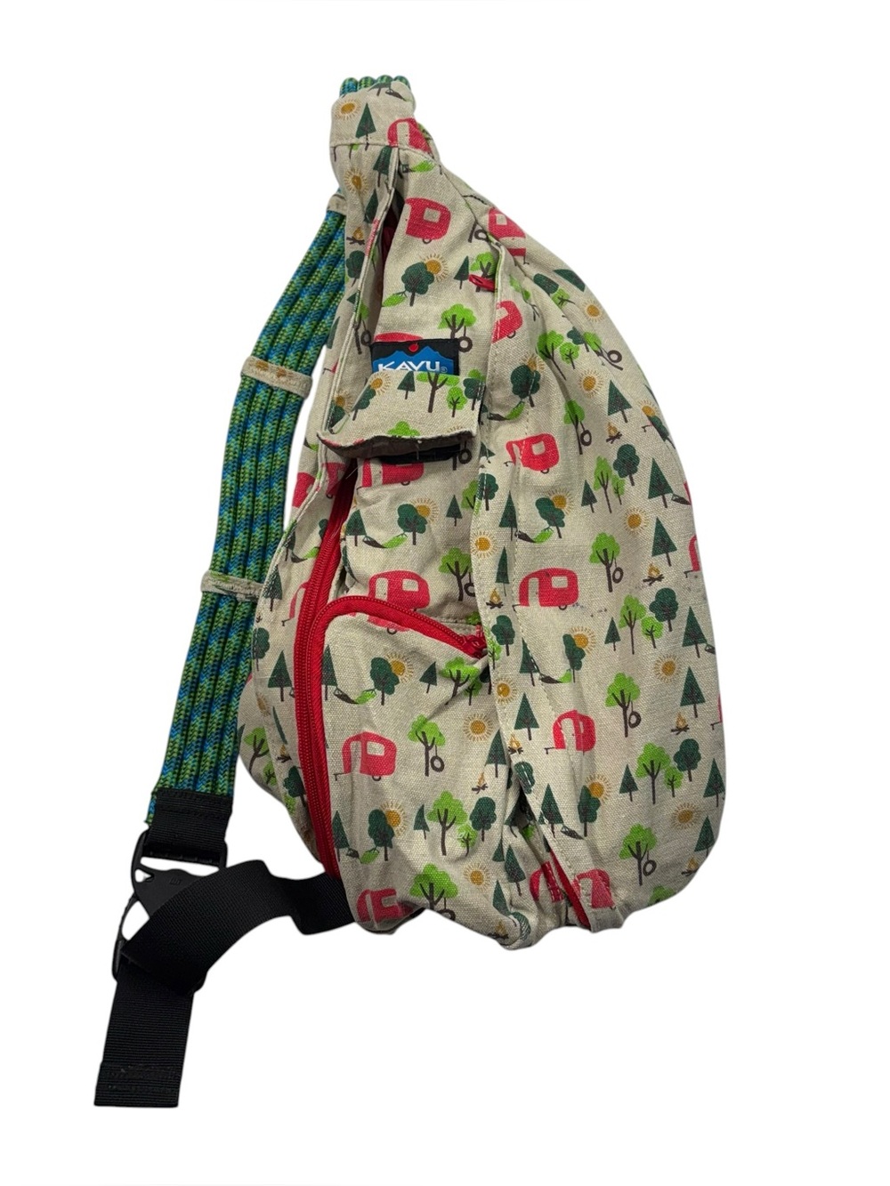 Kavu Canvas Sling Bag Camper Camping Print Crossbody Backpack Travel Hiking